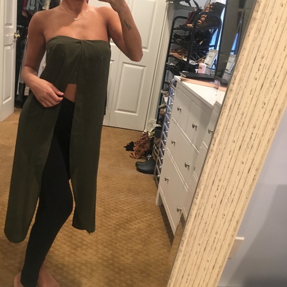 Gorgeous olive green long strapless top - Picture 7 of 10